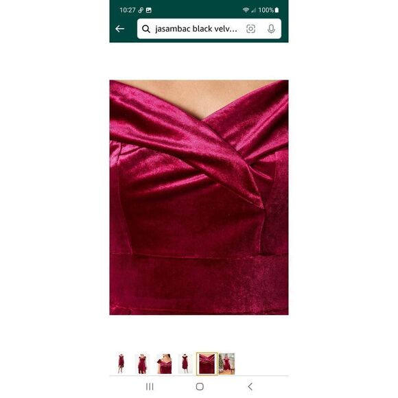 New Medium Jasambac Black Velvet  Off Shoulder High Low Party Holiday Dress NWT - Picture 5 of 9